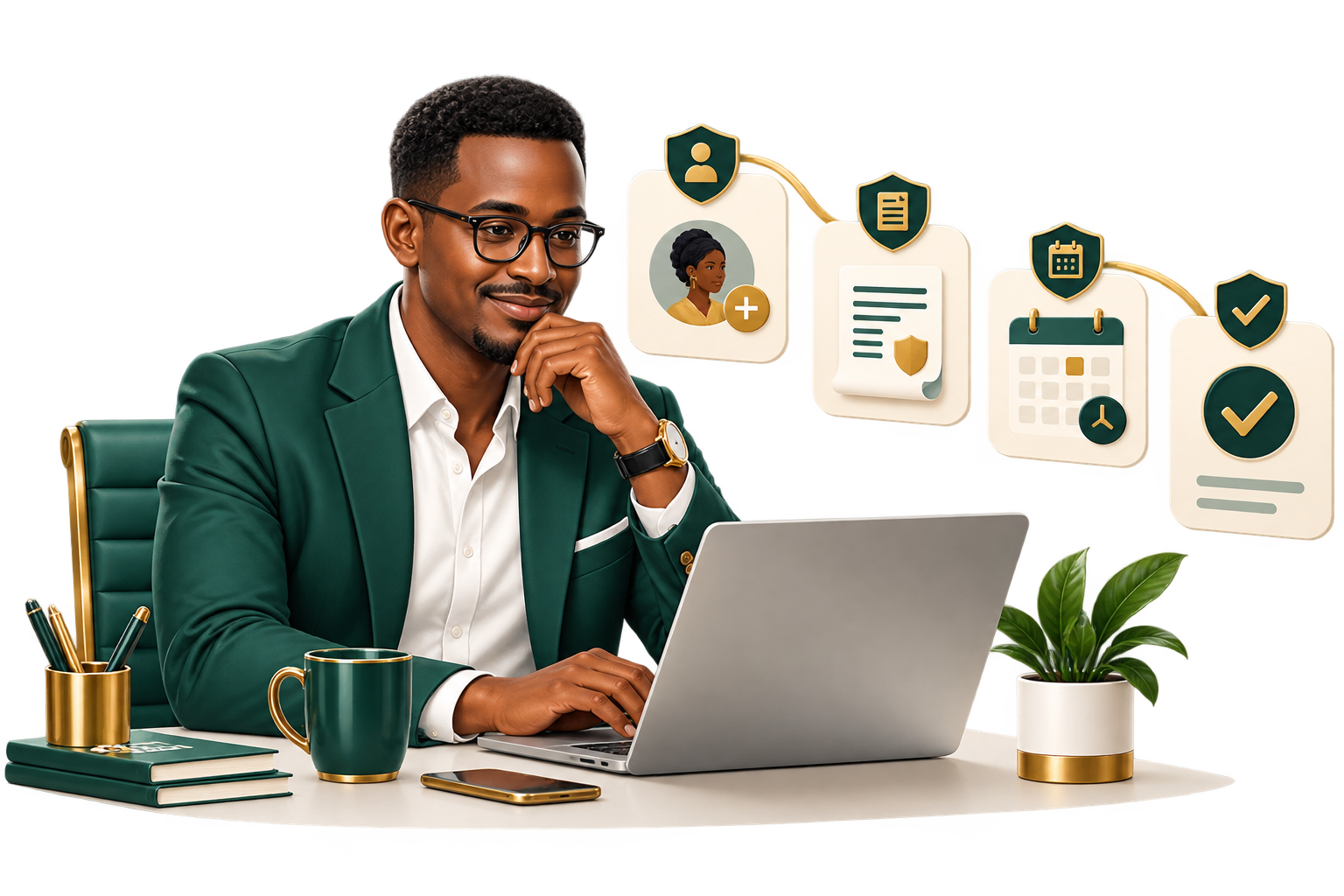 Insurance professional using a structured digital sales workflow
